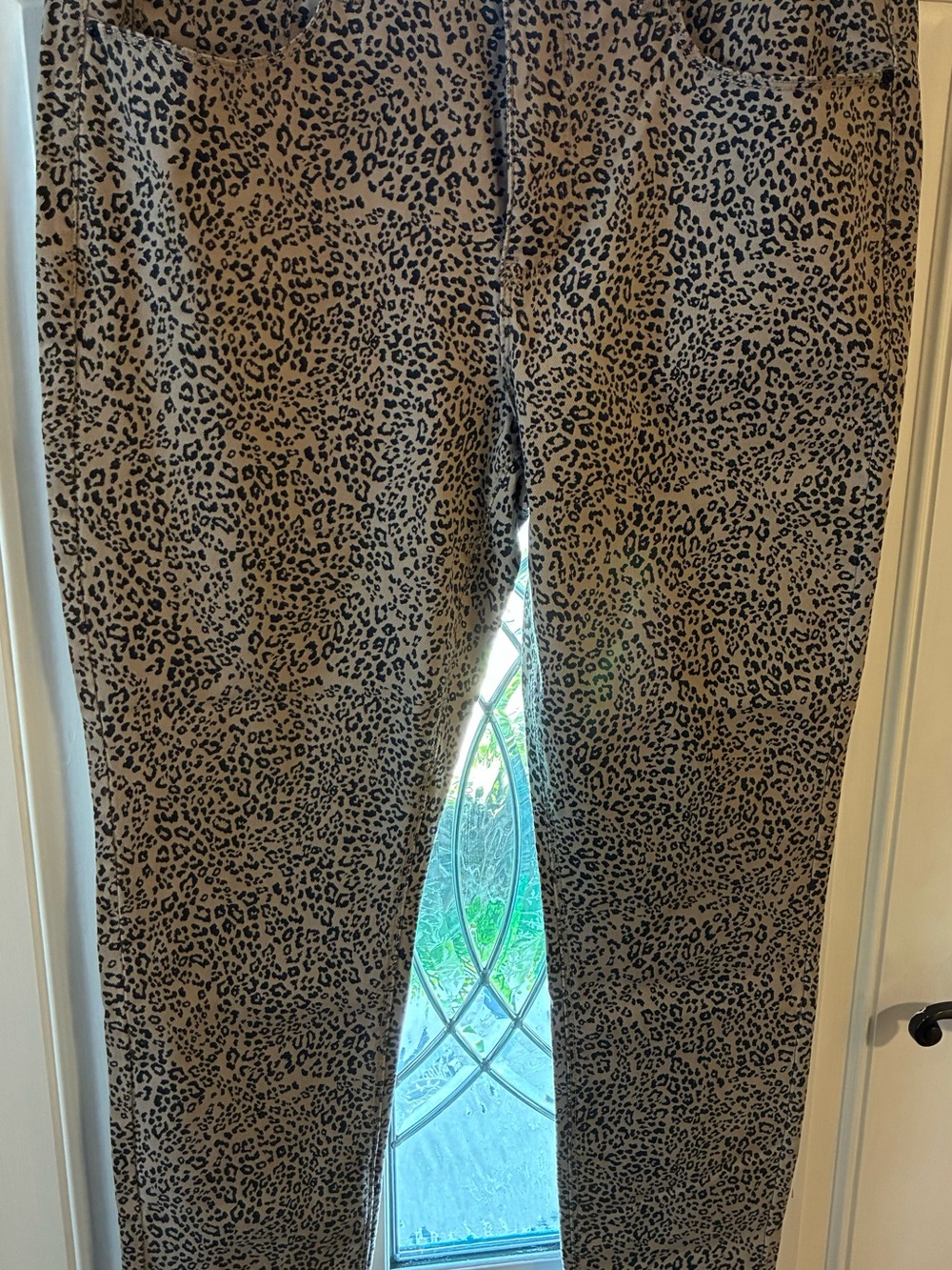 Seven7 Taupe and Black Leopard Print Denim pants